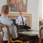 Chief Superintendent Lokken addresses senior cadets.