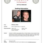 Missing:<br />
Foul Play Suspected<br />
IHIT File # 2008-2344<br />
Seeking Information<br />
Name: McElwee, Kellen<br />
Last Seen: March 19, 2008 at 8:30 p.m. in Langley, BC<br />
Physical Description: Height: 5’10” Weight: 220 lbs<br />
Hair: Dirty Blond Brown Eyes: Blue<br />
Ethnicity: Caucasian<br />
Synopsis: On March 19, 2008 at approximately 8:30 p.m. Kellen McElwee was seen leaving the Keg <br />
Steakhouse & Bar located at 9020 202 Avenue in Langley, BC. This was the last time anyone <br />
saw the 25-year old man from Burnaby. On March 25, 2008, McElwee’s grey 2006, 4-door <br />
Honda Civic was found parked in the 5100 block of Halifax Street in Burnaby, BC.<br />
Date: February 23, 2023<br />
Contact: IHIT Information Line at 1-877-551-IHIT (4448) or by email at ihitinfo@rcmp-grc.gc.ca.