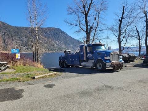Mario's Towing assists Merritt RCMP with stolen vehicle recovery out of Nicola Lake.