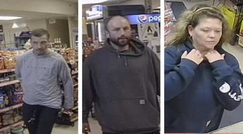 An image of 3 unknown individuals, two men and a woman, police need help identifying.