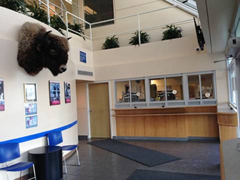 Nanaimo detachment lobby and front counter area.