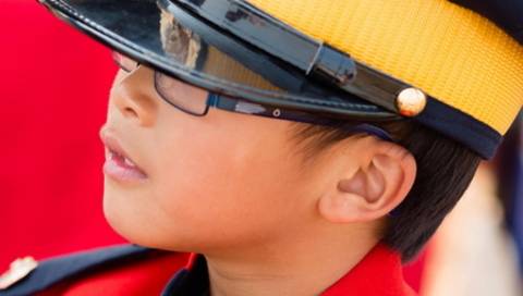 Youth wearing RCMP uniform